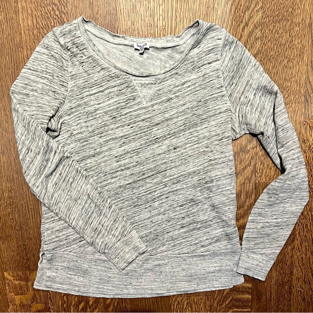 Splendid sweatshirt long sleeve medium women's grey white cotton